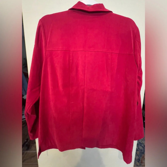Sag Harbor size 12 pink suede like button down top - Picture 7 of 7
